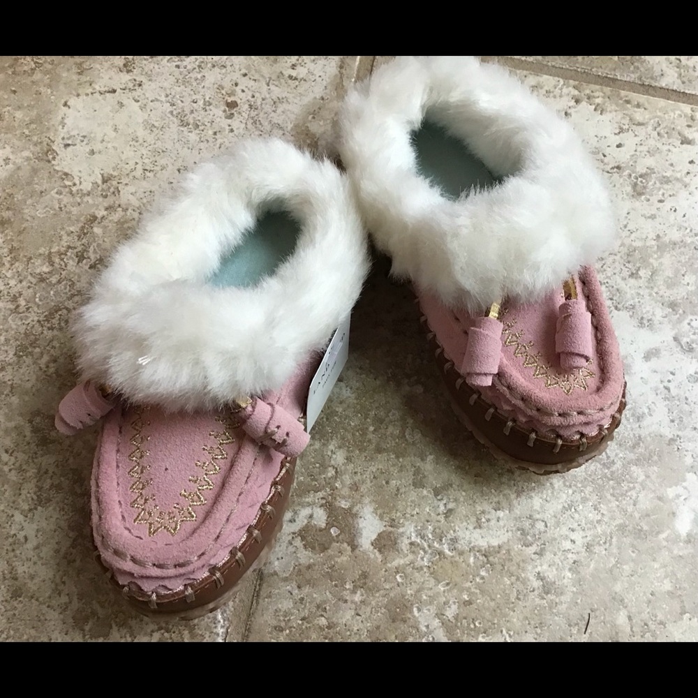 NEW Lands End Girl Suede Clog Slippers Pink 9 yth